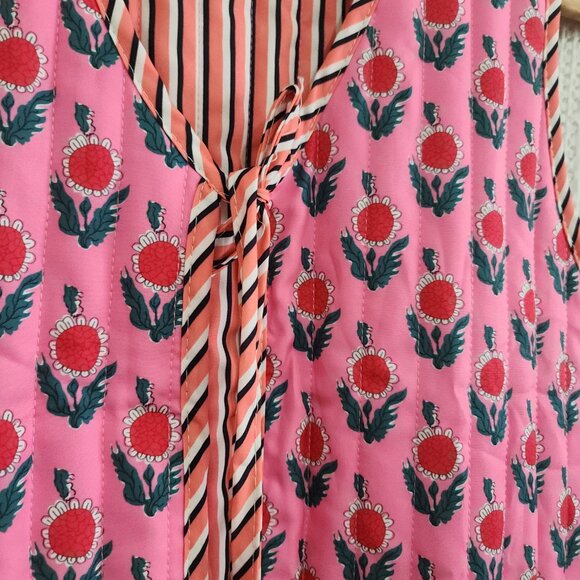 Amazon Cropped Floral Quilted Puffer Vest Printed Padded Gilet Outwear Small - Picture 6 of 13